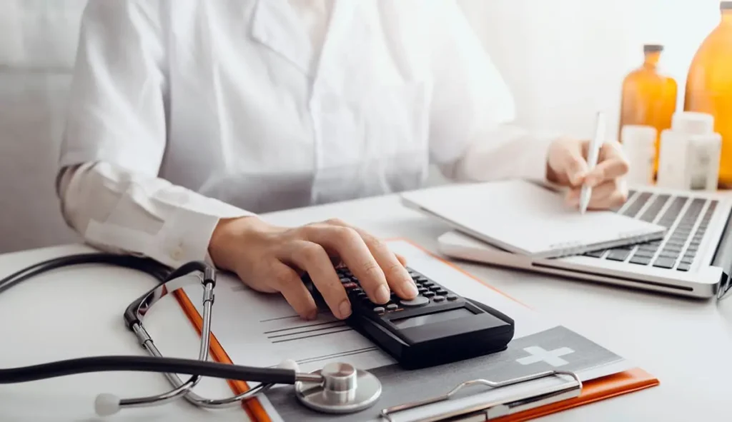 medicine doctor and stethoscope touching icon medical