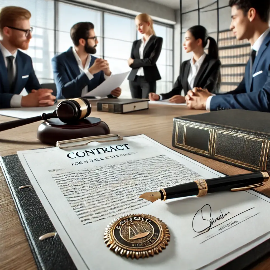 Юристи аналізують юридичні ризики угод з нерухомістю в контракті на столі